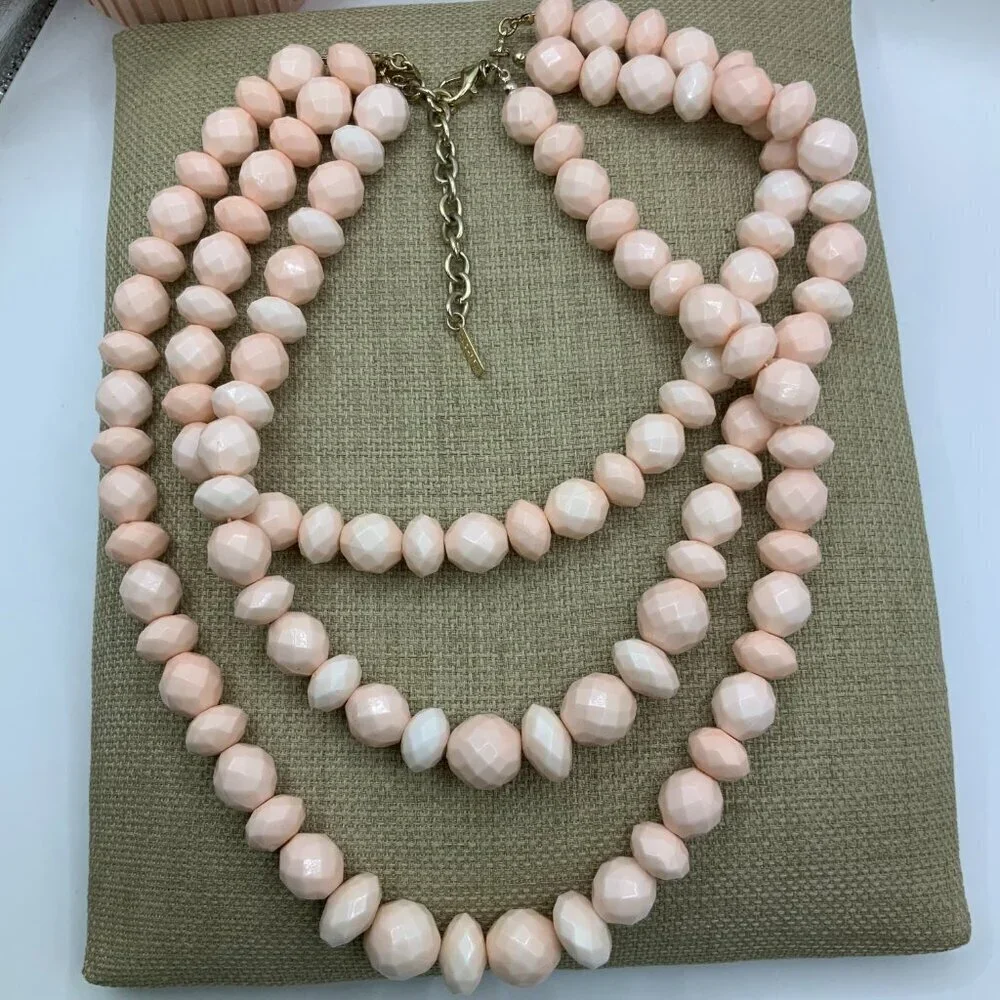 SugarFix Cotton Candy Three Stranded Faceted Acrylic Beaded Necklace